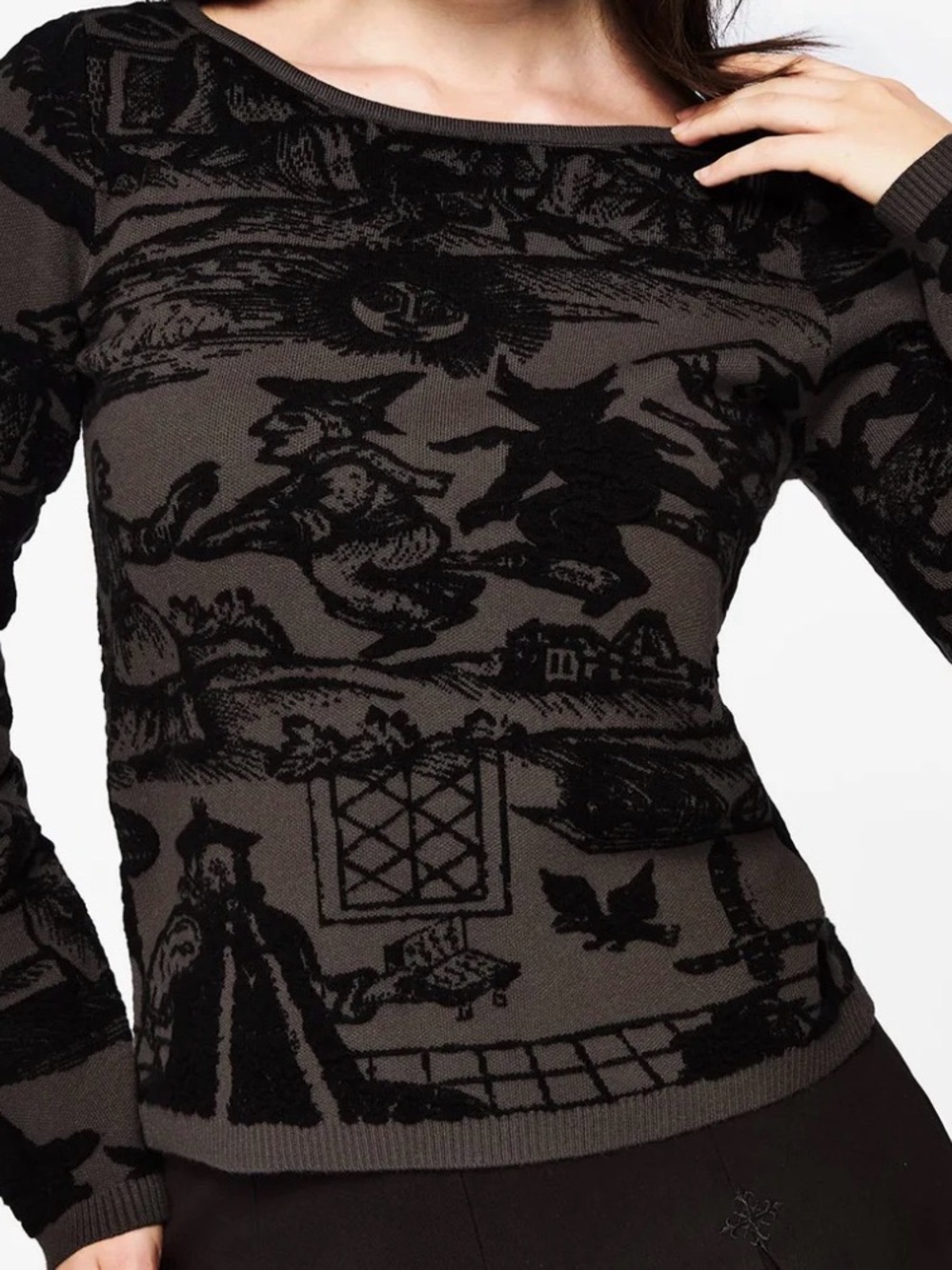 Disturbia Diabolitcal Raised Jacquard Knit Sweater